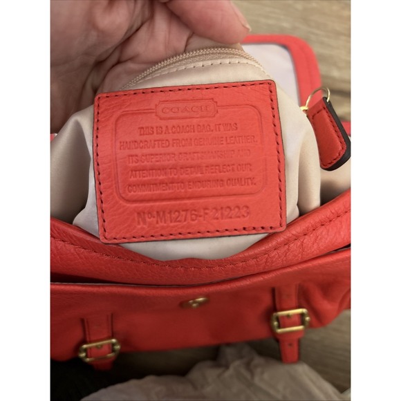 Coach Leather Madison Annabelle Papaya Pebbled Handbag Crossbody Bag In Box - Picture 5 of 16